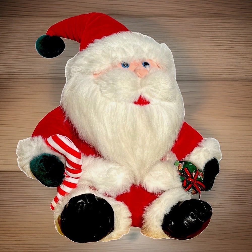 Vintage America Wego Santa Plush Gift Box Candy Cane 14in Christmas